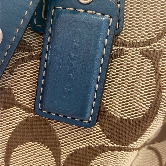 Coach Hamptons Brown and Blue Monogram Tote Bag - Picture 3 of 14